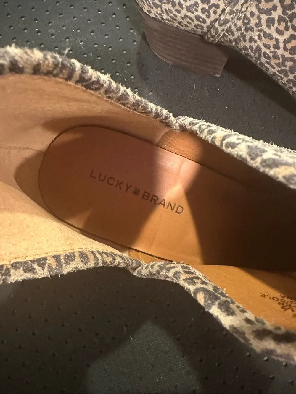 Lucky Brand leather Leopard Print Ankle Booties in Tan and Black